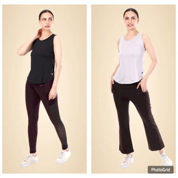 Black And White Polyester Co-Ord Set For Women Combo