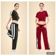 Black & Red Polyester Co-Ord Set For Women Combo