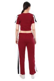 Black & Red Polyester Co-Ord Set For Women Combo