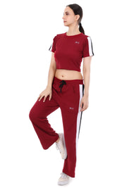 Black & Red Polyester Co-Ord Set For Women Combo