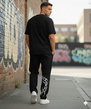 Black Printed Baggy Track Pants