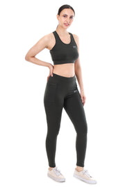 Olive Active Co-ord Set – Sports Bra & High-Waist Leggings
