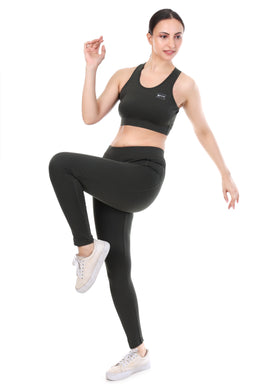 Olive Active Co-ord Set – Sports Bra & High-Waist Leggings