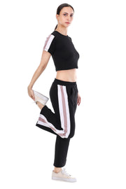 RoseEdge Co-ord Full Set – Stylish Grey Crop Top & Joggers