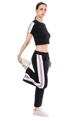 RoseEdge Co-ord Full Set – Stylish Grey Crop Top & Joggers