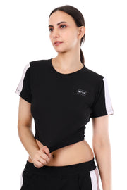 RoseEdge Co-ord Full Set – Stylish Grey Crop Top & Joggers