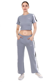 GreyEdge Co-ord Full Set – Stylish Grey Crop Top & Joggers