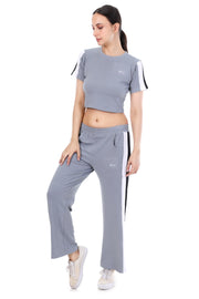 GreyEdge Co-ord Full Set – Stylish Grey Crop Top & Joggers