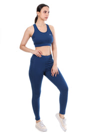 BlueWave Co-ord Set – Sports Bra & High-Waist Leggings