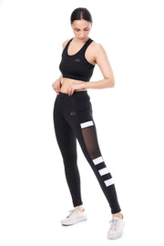 Black Mesh Panel Active Co-ord Set – Sports Bra & Leggings