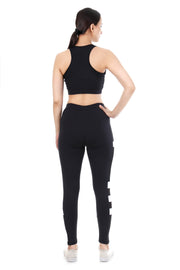 Black Mesh Panel Active Co-ord Set – Sports Bra & Leggings