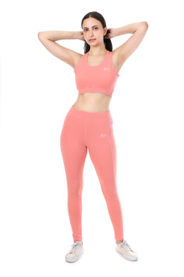 PeachGlow Co-ord Set – Sports Bra & High-Waist Leggings