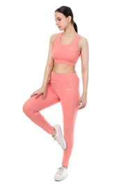 PeachGlow Co-ord Set – Sports Bra & High-Waist Leggings