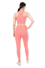 PeachGlow Co-ord Set – Sports Bra & High-Waist Leggings