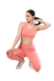PeachGlow Co-ord Set – Sports Bra & High-Waist Leggings