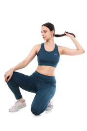 TealEdge Co-ord Set – Sports Bra & High-Waist Leggings