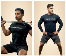 Navy Blue & Black Polyester T-Shirt For Men Combo