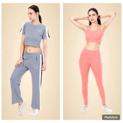 Peach & Grey Polyester Co-Ord Set For Women Combo