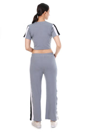 Peach & Grey Polyester Co-Ord Set For Women Combo