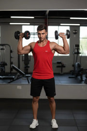 Men’s Red Gym Tank Top – Athletic Fit Performance Wear