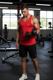 Men’s Red Gym Tank Top – Athletic Fit Performance Wear
