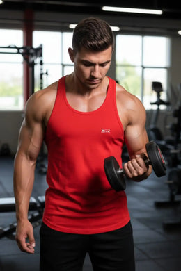Men’s Red Gym Tank Top – Athletic Fit Performance Wear